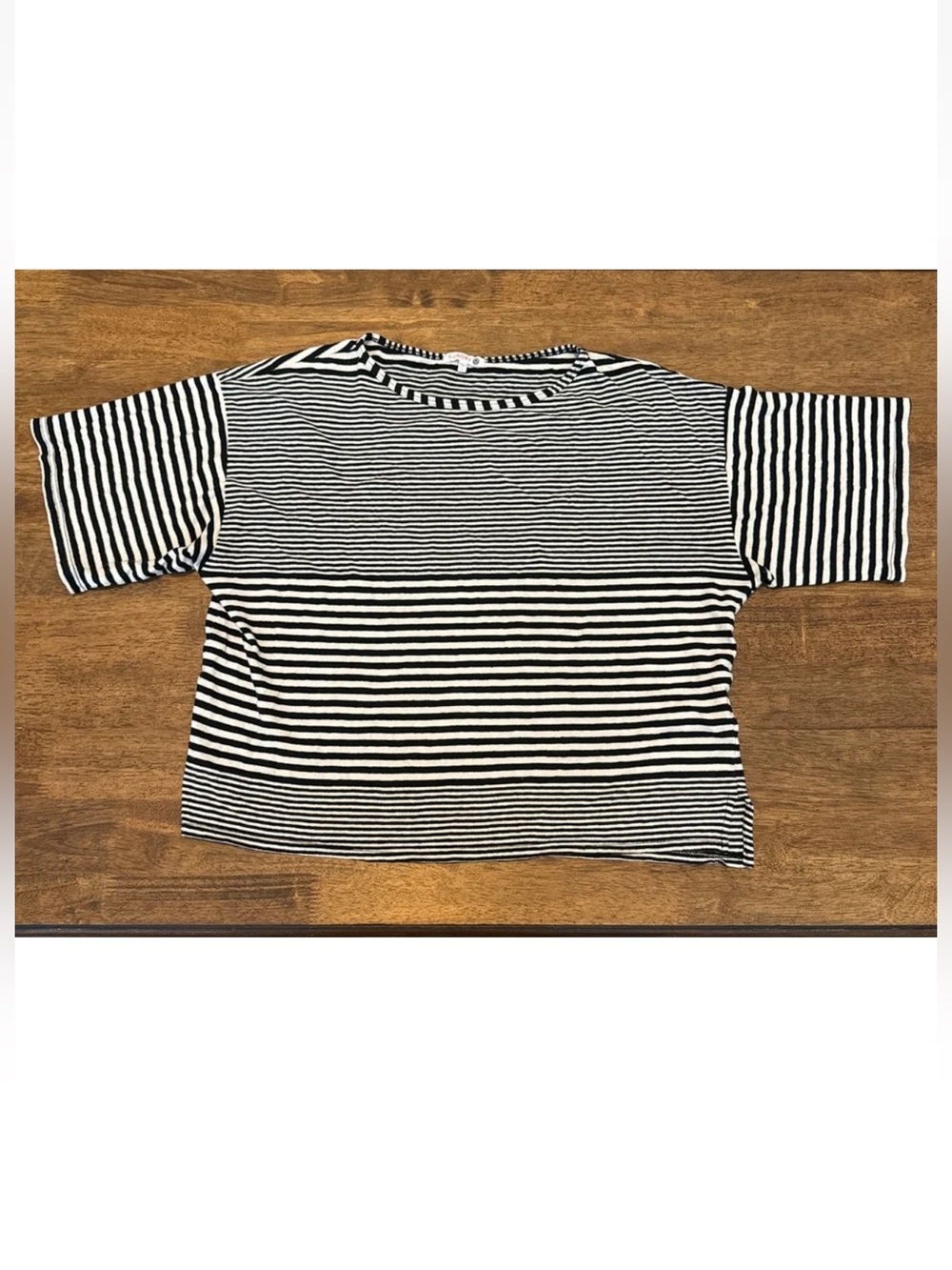 Sundry Black & White Striped Short Sleeve Boxy Tee